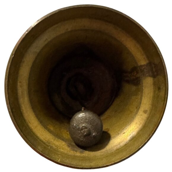 Vintage Brass Handheld Bell With Black Wooden Handle - Picture 4 of 5